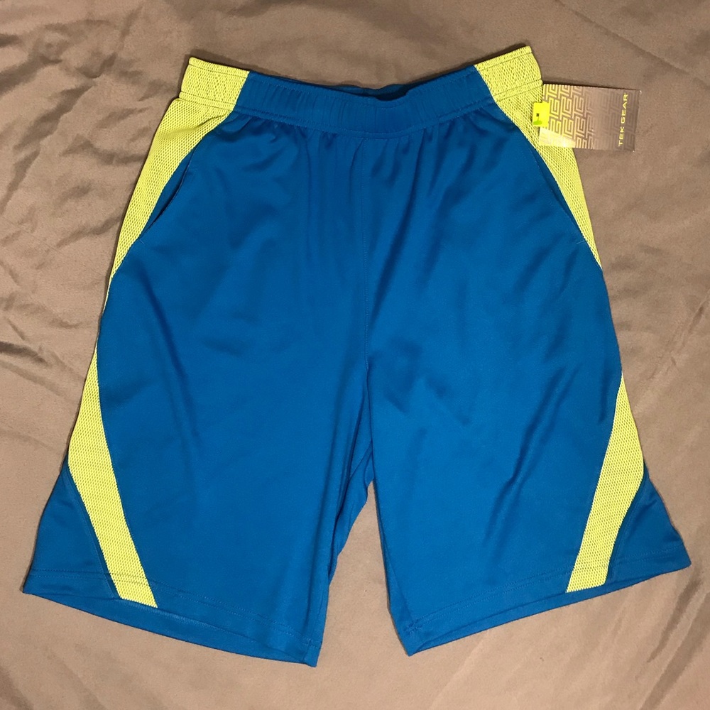 Tek Gear Athletic Shorts, Neon Blue/Yellow, 14/16